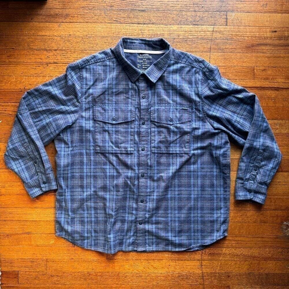 REI Co Op Organic‎ Cotton Plaid Flannel Bttn Down Shirt Outdoor Hiking XXL